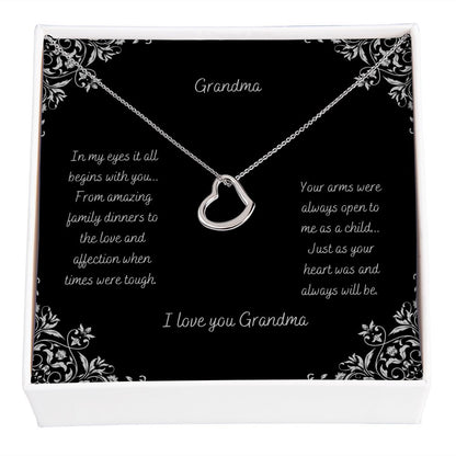 Delicate Heart Necklace - Grandma