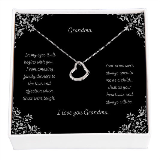 Delicate Heart Necklace - Grandma